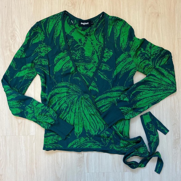 Desigual Tops - Desigual Green Leaf Print Blouse